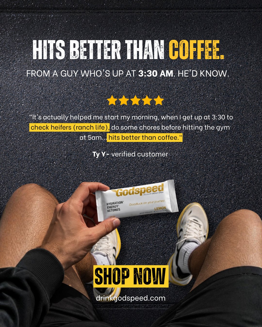The card that argues against coffee, not against a rival.